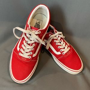 Vans Red and White Men’s Low-Top Sneakers
